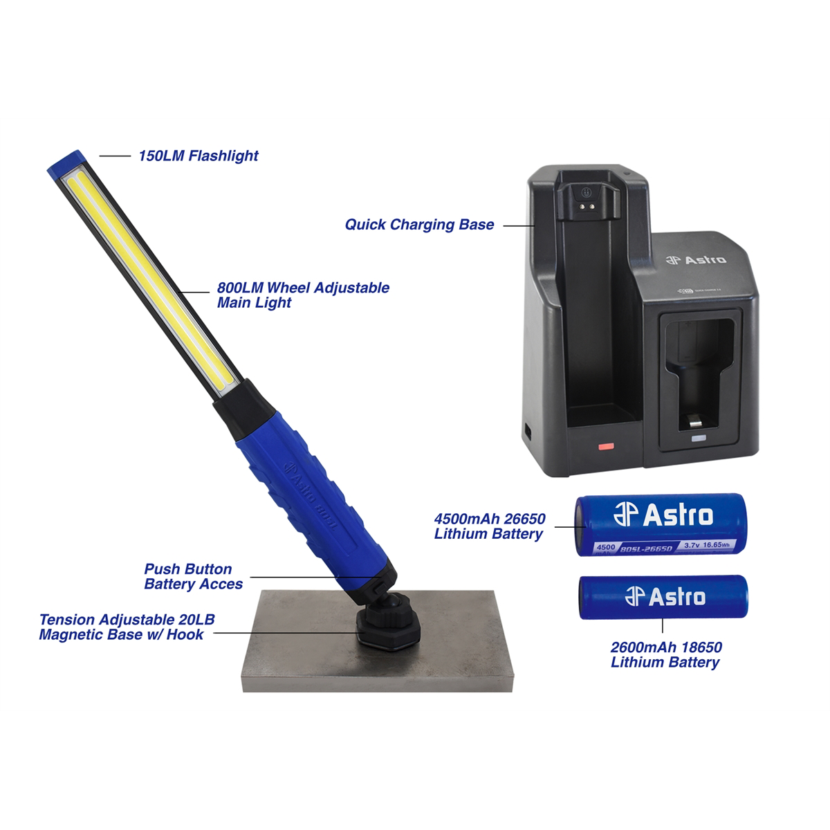 Astro Pneumatic 800 Lumen Rechargeable Slim Light