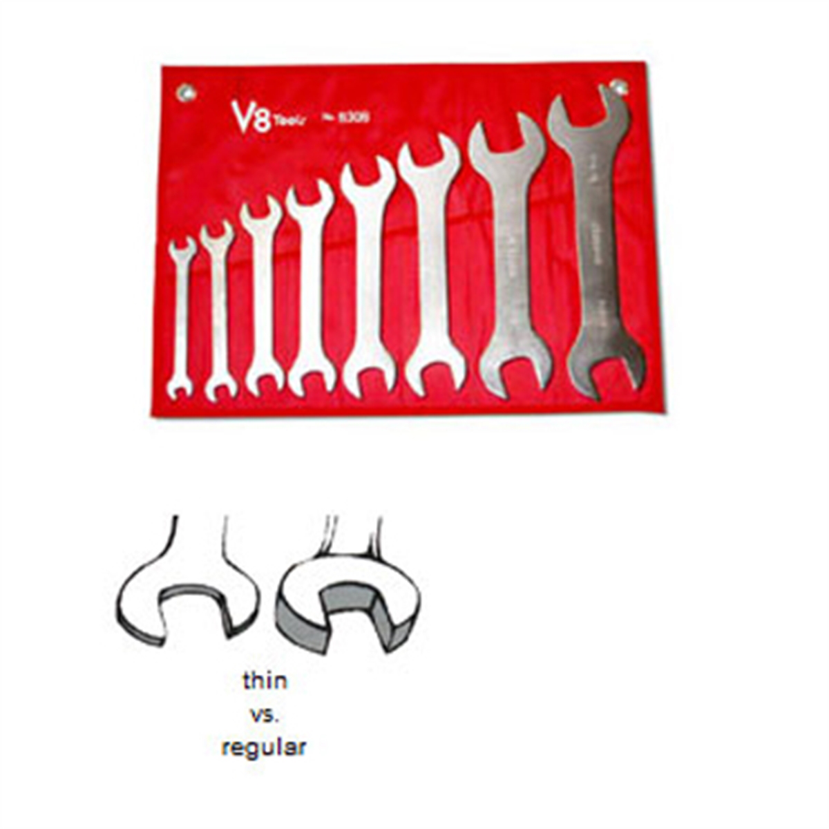V-8 Tools 8PC SUPER THIN WRENCH SET, SAE