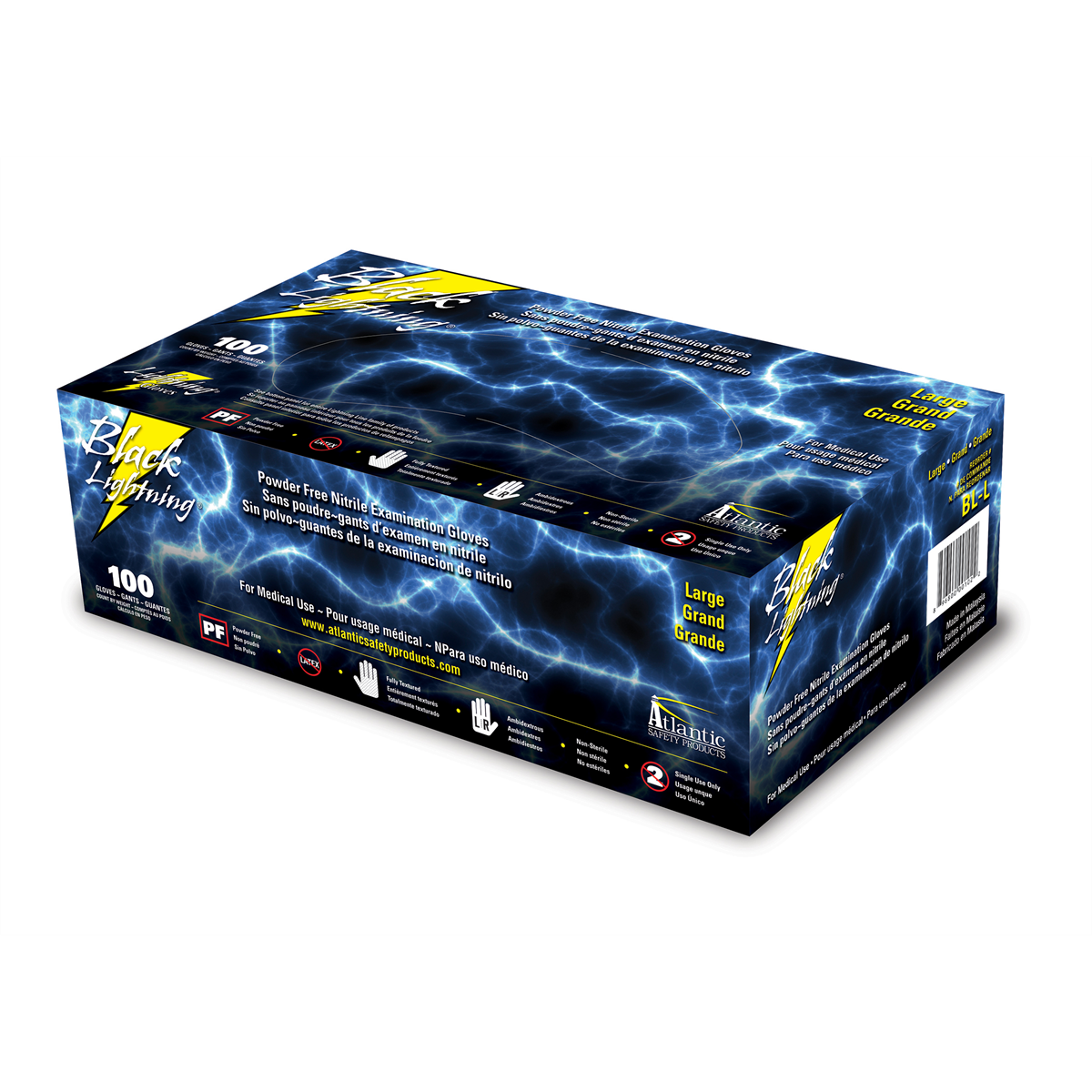 Atlantic Safety Company Black Lightning XLarge Black Nitrile Gloves