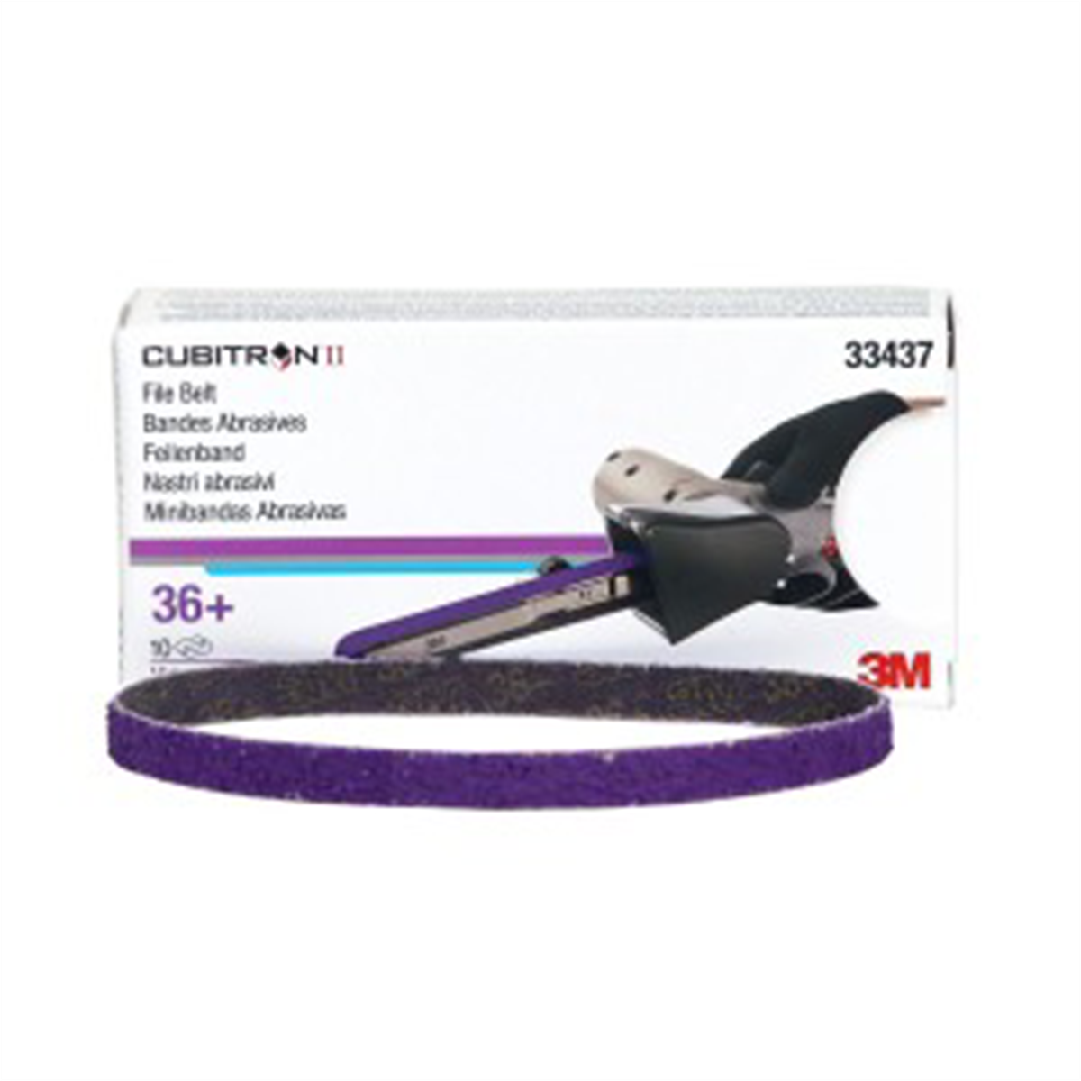 3M Cubitron II File Belt, 33437, 36+, 10 mm x 330 mm (3/8 in x 13 in), 10 belts