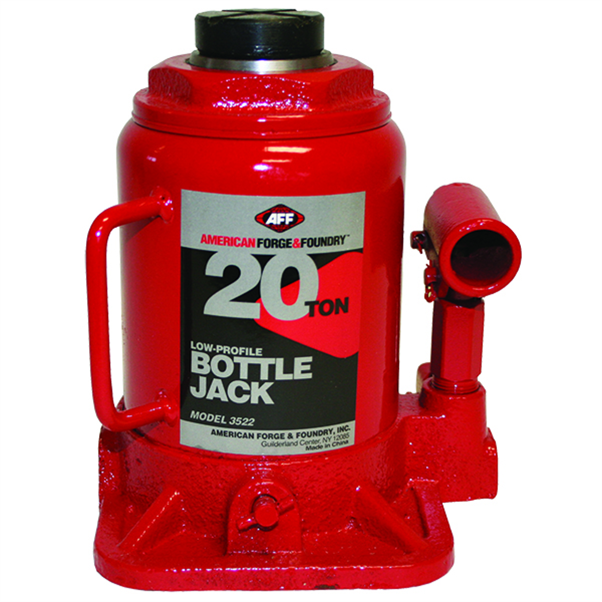 American Forge & Foundry Bottle Jack - 20 Ton Capacity - Low Profile - Manual - Heavy Duty