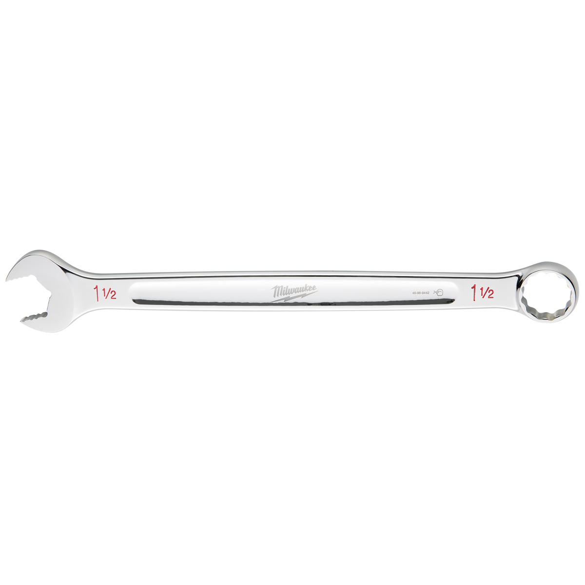 Milwaukee Tool 1-1/2" SAE Combination Wrench, 12-Point, Steel, Chrome, Ergonomic, I-Beam Handle