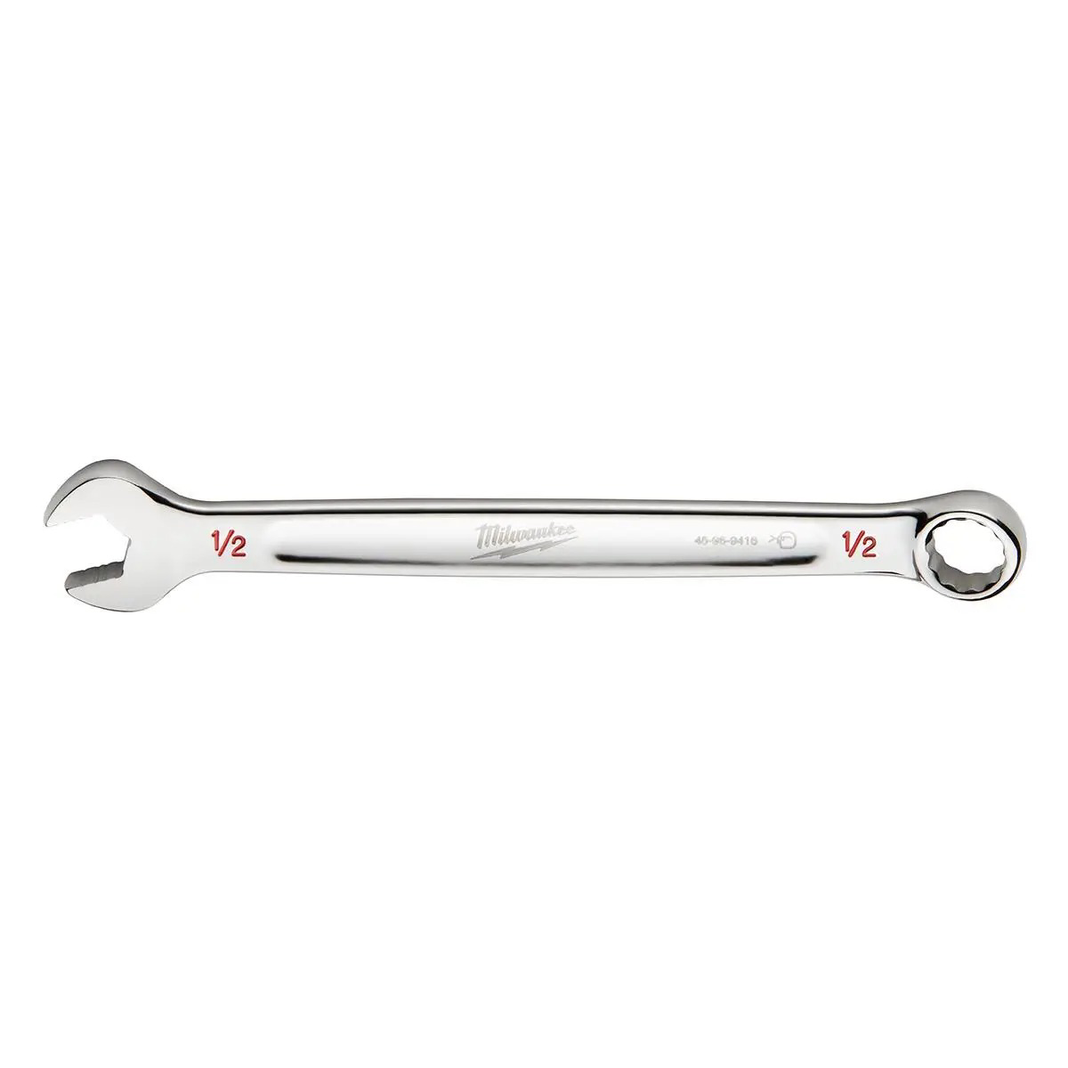 Milwaukee Tool 1/2" SAE Combination Wrench, 12-Point, Steel, Chrome, Ergonomic, I-Beam Handle