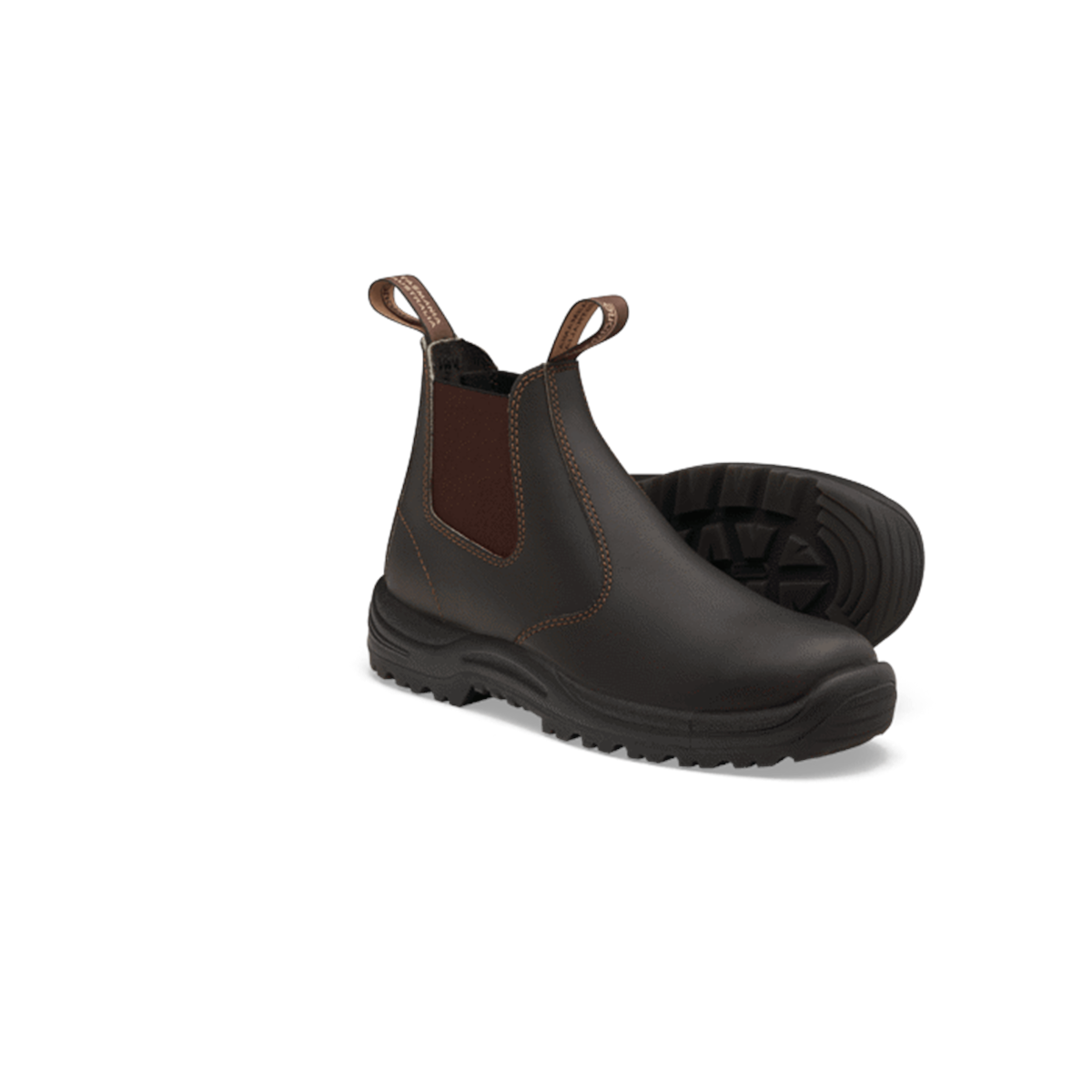Soft Toe Elastic Side Slip-on Boot, Water Resistant, Kick Guard, Stout Brown, AU size 7, US size 8