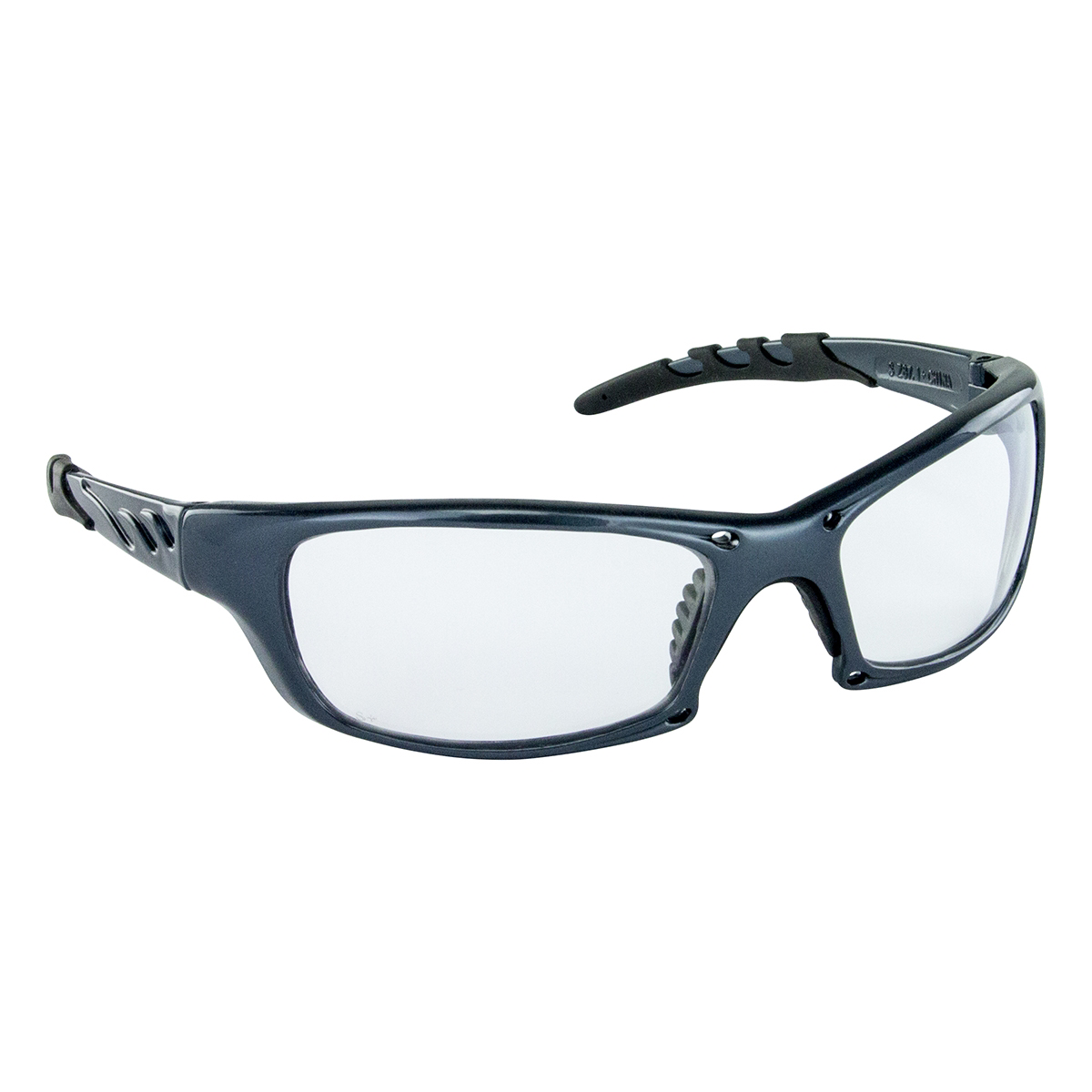 SAS Safety GTR High-Impact Charcoal Frame Poly Clear Lens Safe Glasses, Eye Protection, in Polybag