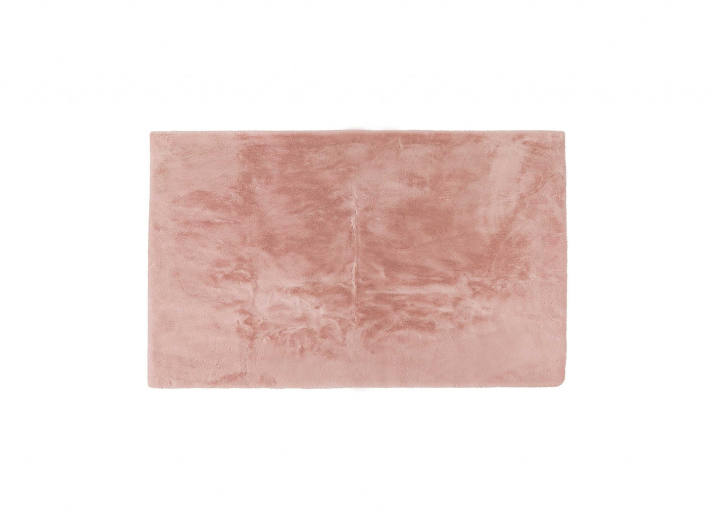 Luxe Faux Rabbit Fur Rectangular Rug 3' X 5' - Blush Pink