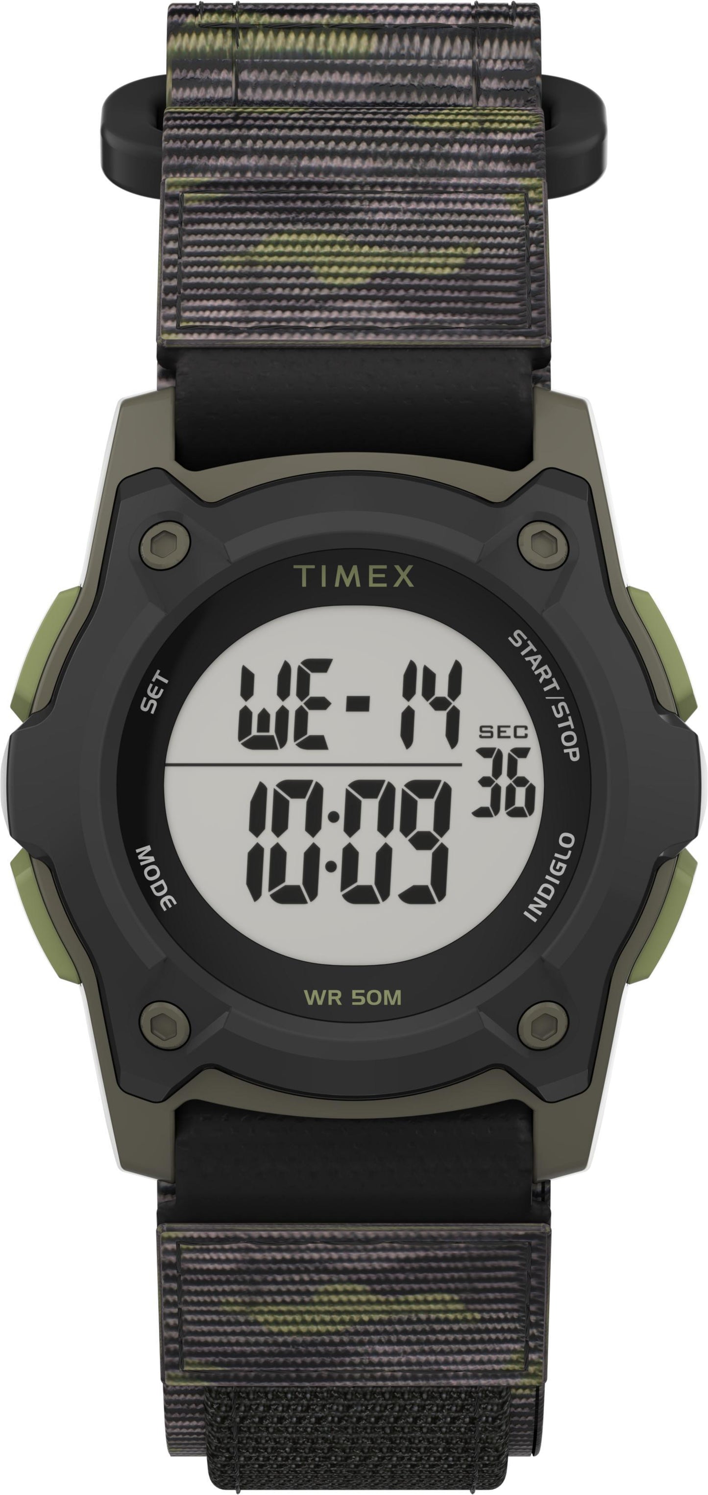 Timex TW7C77500 Kid's Digital 35mm Green Camo Fastwrap Fabric Strap Watch