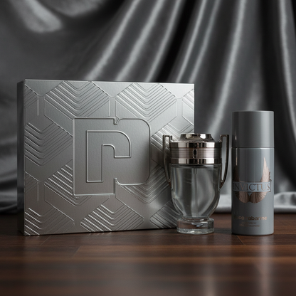 Invictus by Paco Rabanne Gift Set -- 3.4 oz Eau De Toilette Spray + 5.1 oz Deodorant Spray (Men)