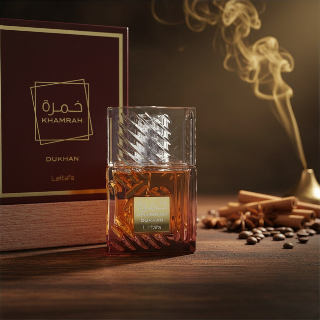 Lattafa Khamrah Dukhan by Lattafa Eau De Parfum Spray (Unisex) 3.4 oz (Men)