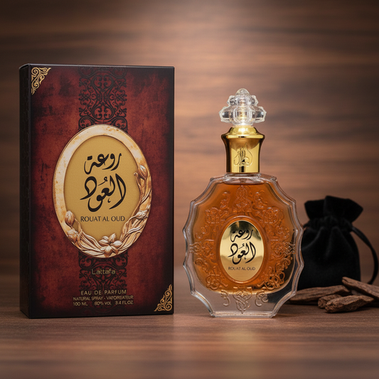 Lattafa Rouat Al Oud by Lattafa Eau De Parfum Spray (Unisex) 3.4 oz (Men)