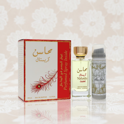 Lattafa Mahasin Crystal by Lattafa Eau De Parfum Spray with 1.7 oz Deodorant Spray 3.4 oz (Women)