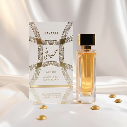 Lattafa Hayaati Gold Elixir by Lattafa Eau De Parfum Spray (Unisex) 3.4 oz (Women)