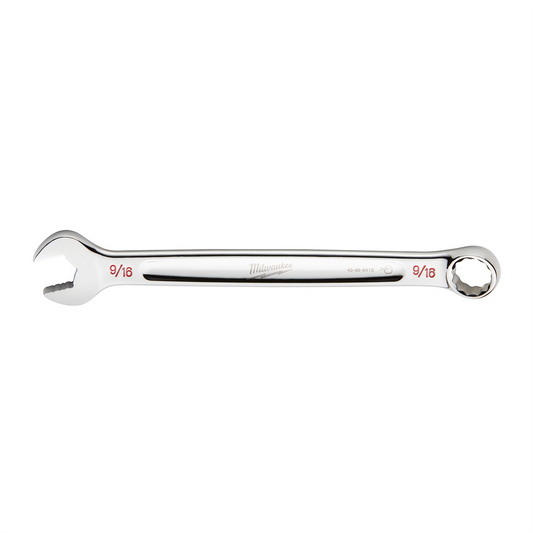 Milwaukee Tool 9/16" SAE Combination Wrench, 12-Point, Steel, Chrome, Ergonomic, I-Beam Handle