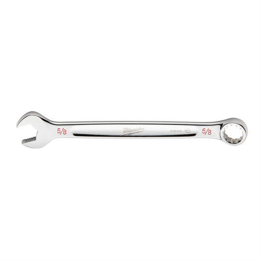 Milwaukee Tool 5/8" SAE Combination Wrench, 12-Point, Steel, Chrome, Ergonomic, I-Beam Handle