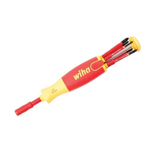 Wiha Tools Insul. Pop Ups SlimLine Driver Set Includes Slotted 3.0, 4.0mm, Phillips #1, #2 and Square #1, #2 SlimLine Blades