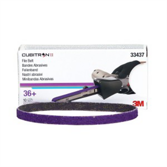 3M Cubitron II File Belt, 33437, 36+, 10 mm x 330 mm (3/8 in x 13 in), 10 belts
