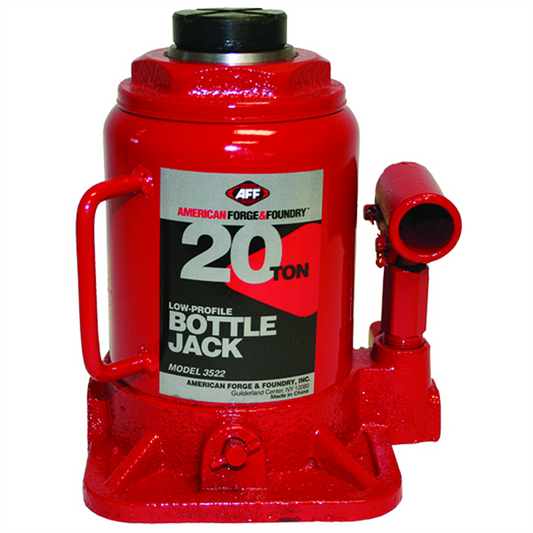 American Forge & Foundry Bottle Jack - 20 Ton Capacity - Low Profile - Manual - Heavy Duty