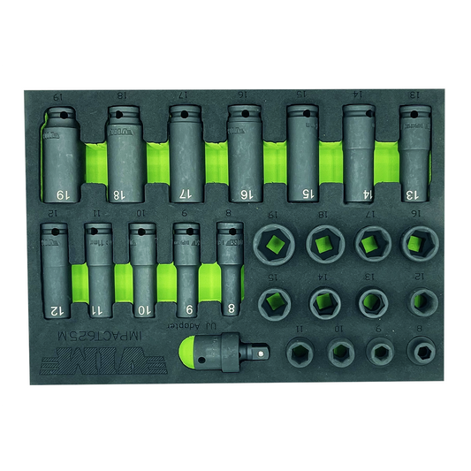VIM Tools 25 Piece 3/8 Inch Drive Metric Impact Socket Set