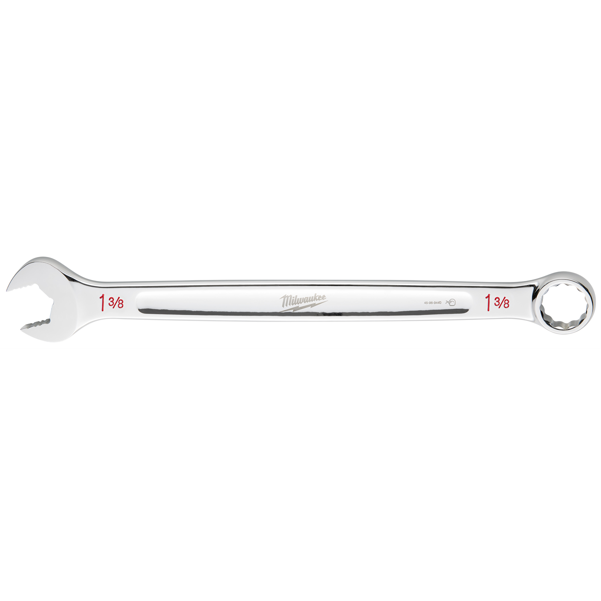 Milwaukee Tool 1-3/8" SAE Combination Wrench, 12-Point, Steel, Chrome, Ergonomic, I-Beam Handle