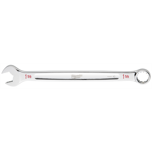 Milwaukee Tool 1-3/8" SAE Combination Wrench, 12-Point, Steel, Chrome, Ergonomic, I-Beam Handle