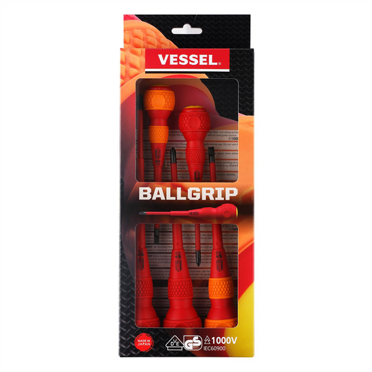 Vessel Tools BALL GRIP Insulated Screwdriver 5PC. Set No.2005PBU