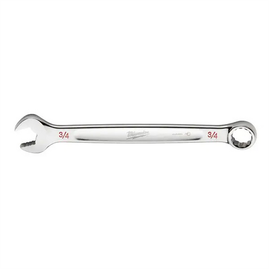 Milwaukee Tool 3/4" SAE Combination Wrench, 12-Point, Steel, Chrome, Ergonomic, I-Beam Handle