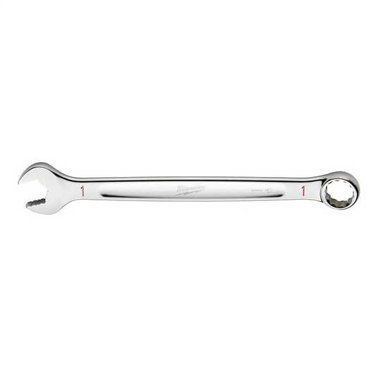 Milwaukee Tool 1" SAE Combination Wrench, 12-Point, Steel, Chrome, Ergonomic, I-Beam Handle