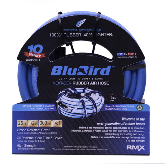 BluBird Rubber Air Hose Assembly 1/2" x 25'