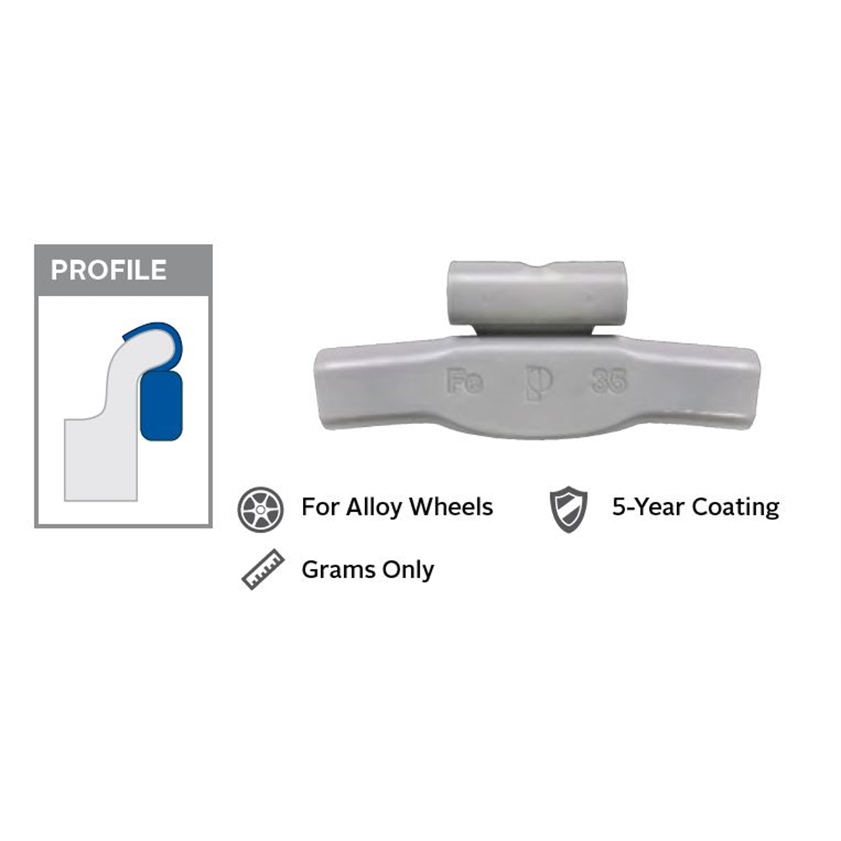 Wegmann Automotive 20 g Lead Coated Clip-on IAW Blue Series Wheel Weight (Box of 25)