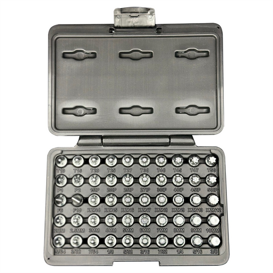 VIM Tools Elite 50 Piece Mechanics Master Set, All 1/4 Inch Drive And 20 mm OAL, TORX, TORX Plus, XZN Hex Flat Philips