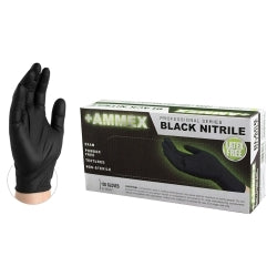 Ammex Corporation AMMEX Black Nitrile PF Exam Gloves, Medium