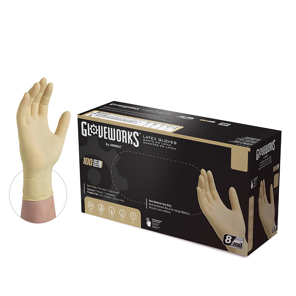Ammex Corporation M Gloveworks HD P/F Textured Latex Gloves - Case