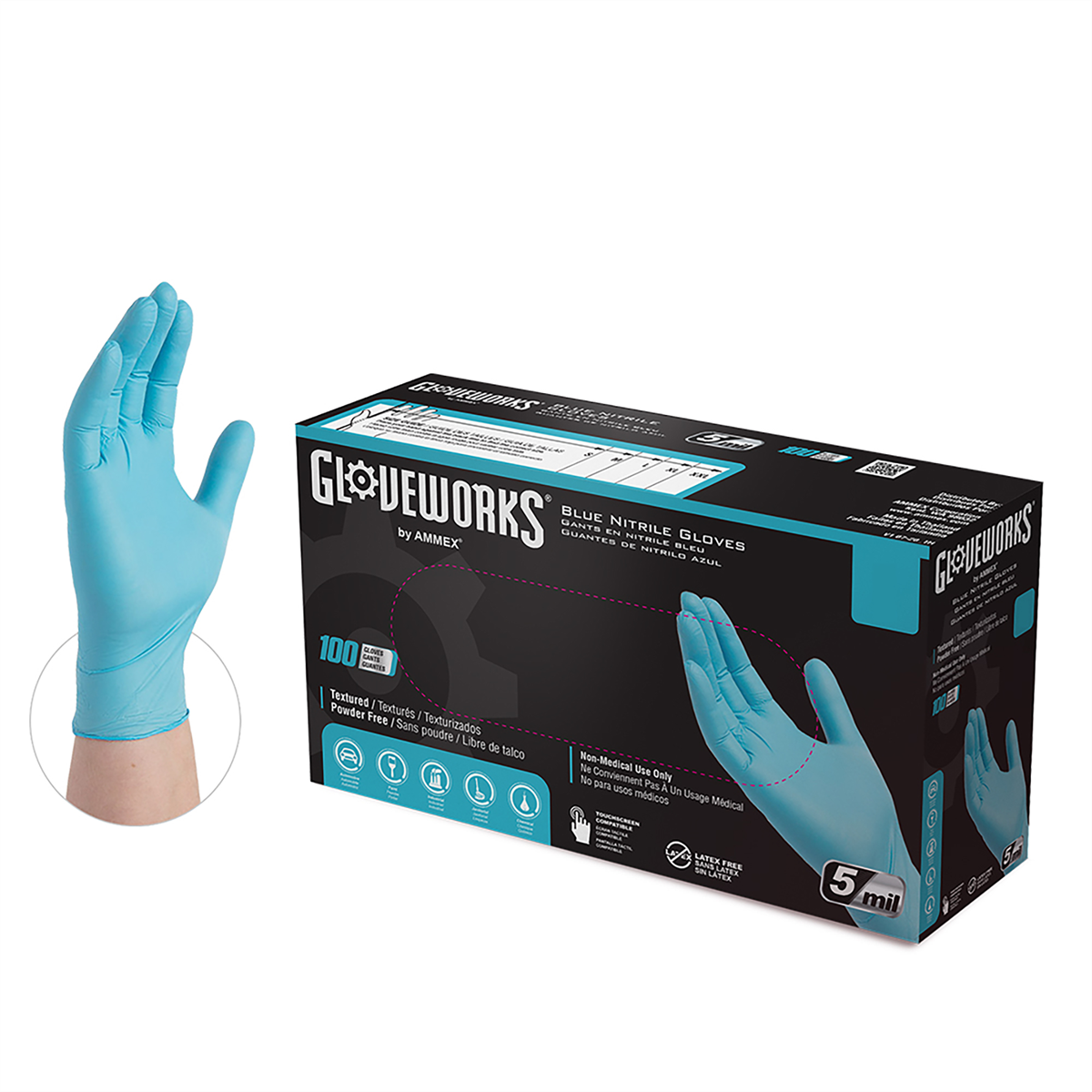 Ammex Corporation Gloveworks Nitrile Powder Free Gloves L
