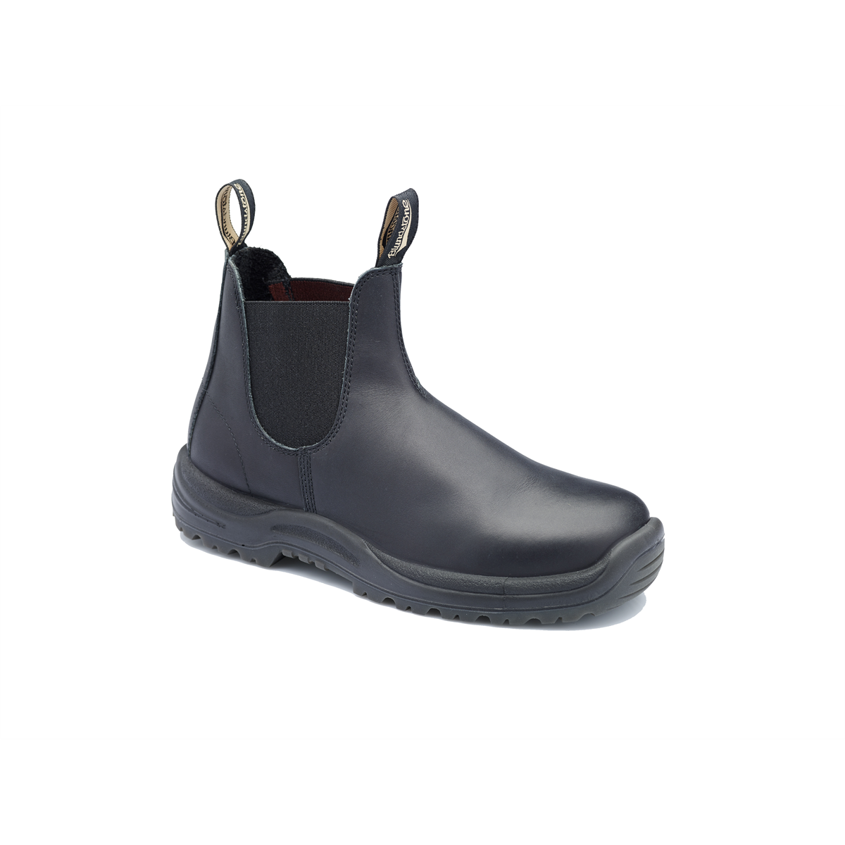 Blundstone Steel Toe Slip-On Elastic Side Boots w/ Kick Guard, Black, AU size 5.5, US size 6.5