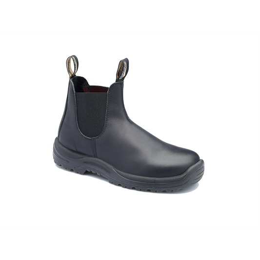 Blundstone Steel Toe Slip-On Elastic Side Boots w/ Kick Guard, Black, AU size 7, US size 8