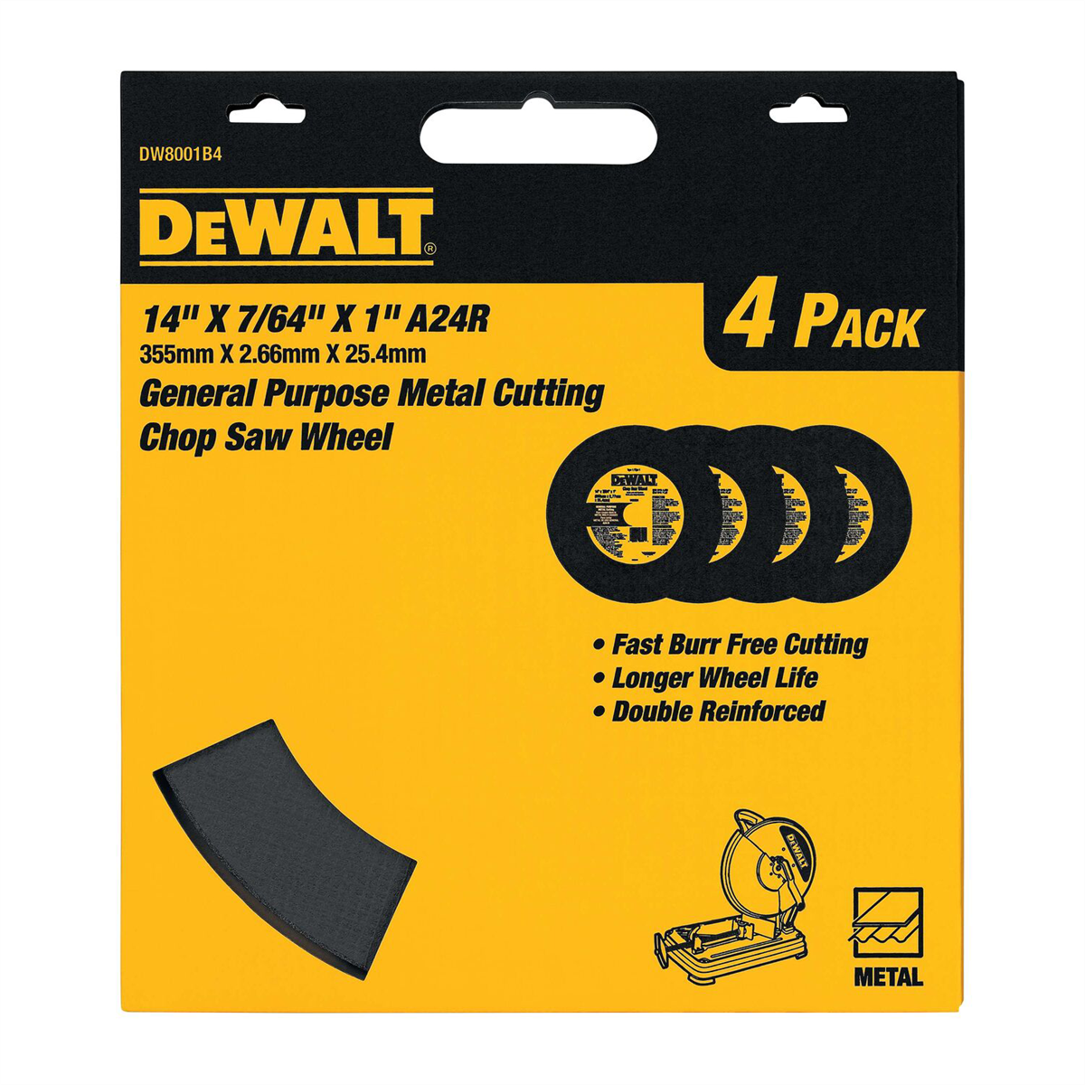DeWalt 14"X7/64"X1" HP CHOP SAW WHL 4PK