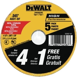 DeWalt 4-1/2" Type 1 Metal Cutting Wheels (Pac