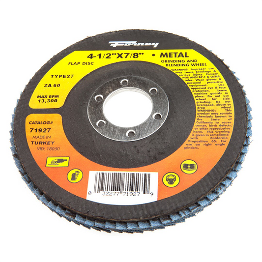 Forney Industries Flap Disc, Type 27, 4-1/2 in x 7/8 in, ZA60