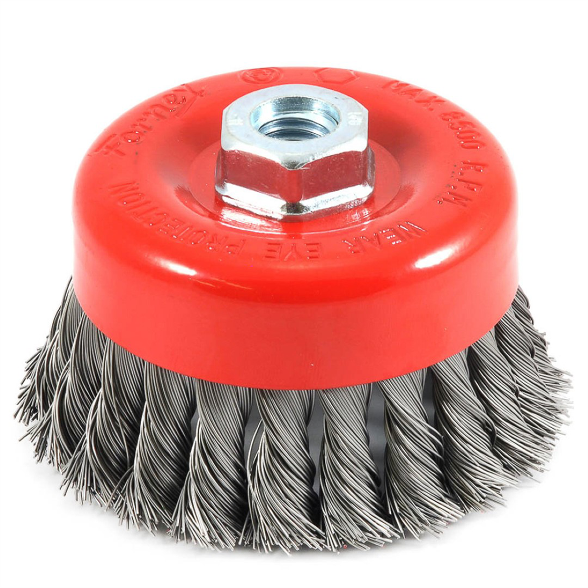 Forney Industries Cup Brush, Knotted, 4 in x .020 in x 5/8 in-11 Arbor