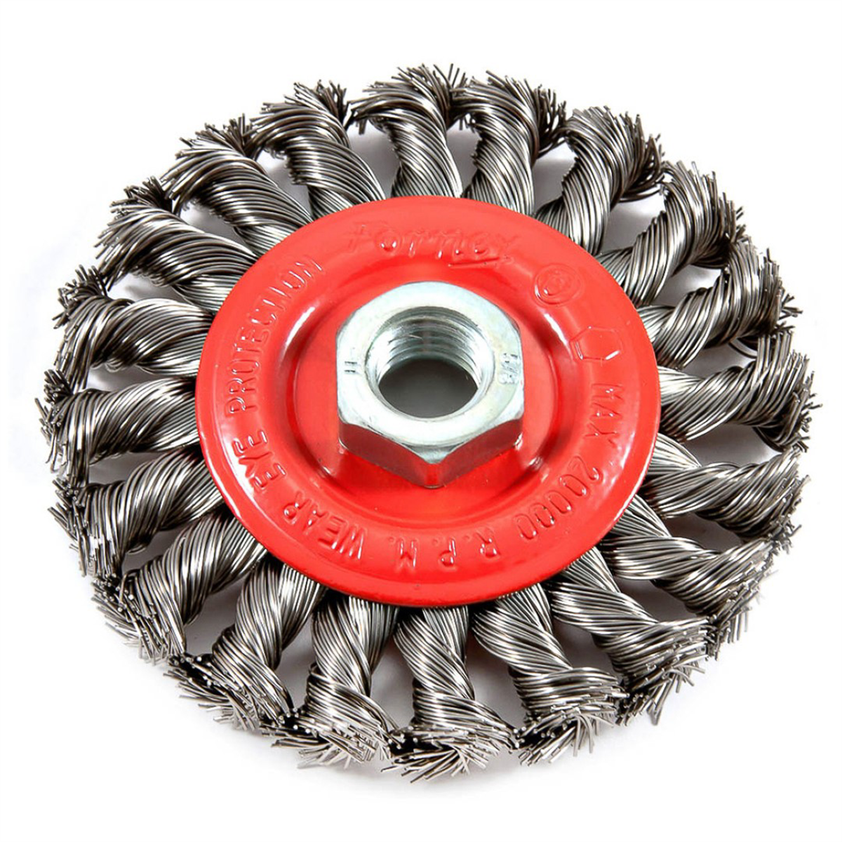 Forney Industries Wire Wheel, Knotted, 4 in x .020 in x 5/8 in-11 Arbor