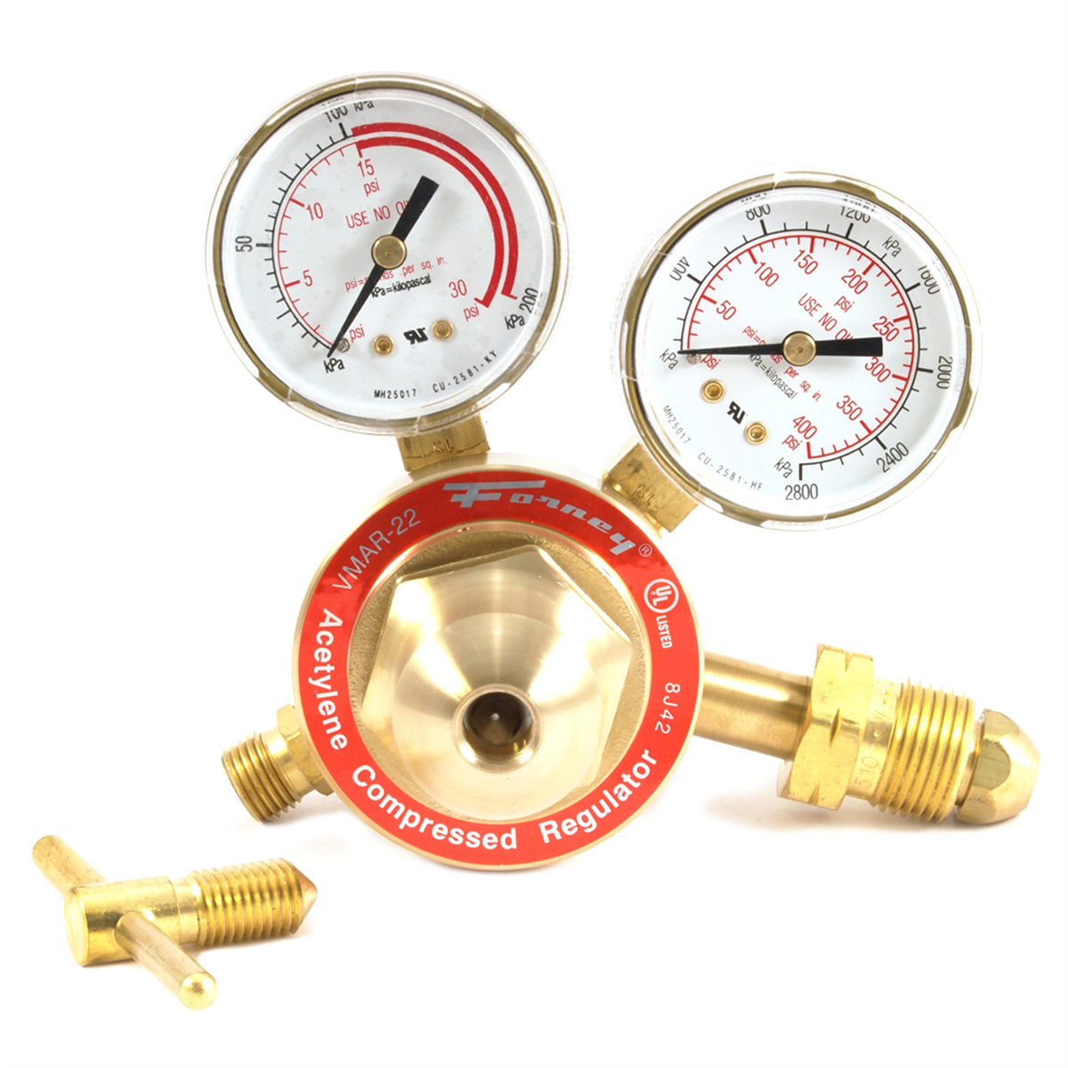 Forney Industries 250 Series Acetylene Regulator, 2 in Side Mount