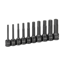 Grey Pneumatic 10PC 1/2" DR 4" LENGTH FRAC HEX DRIVER SET