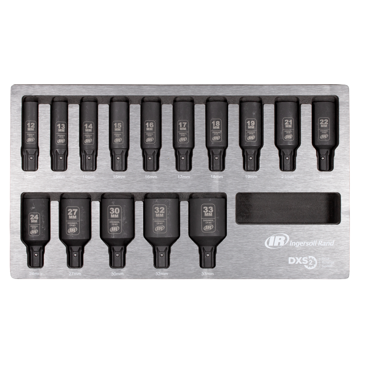 Ingersoll Rand DXS2 Drive Hex Deep Metric Impact Socket Set, 15-Piece