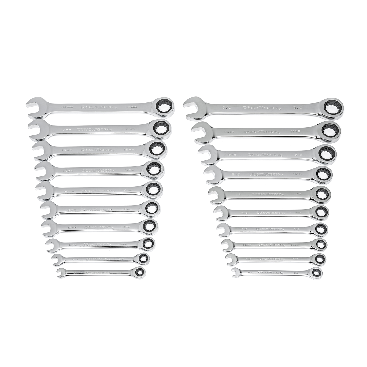 GearWrench 20 Piece 72-Tooth SAE/Metric Ratcheting Combination Wrench Set
