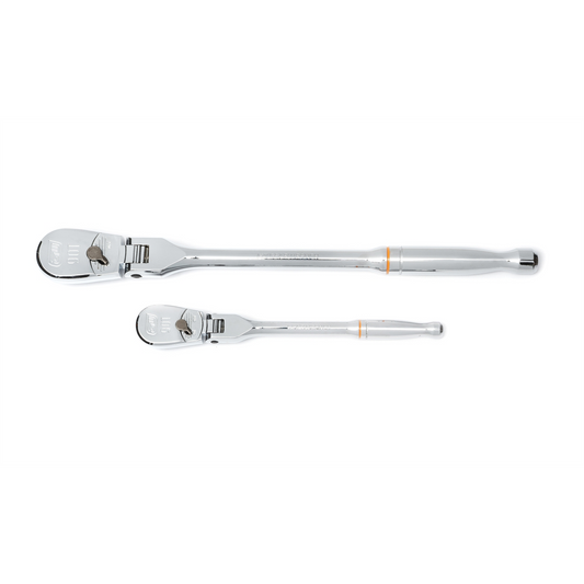 GearWrench 2 Piece 1/4 Inch & 3/8 Inch Drive 90-Tooth Flex Head Teardrop Ratchet Set