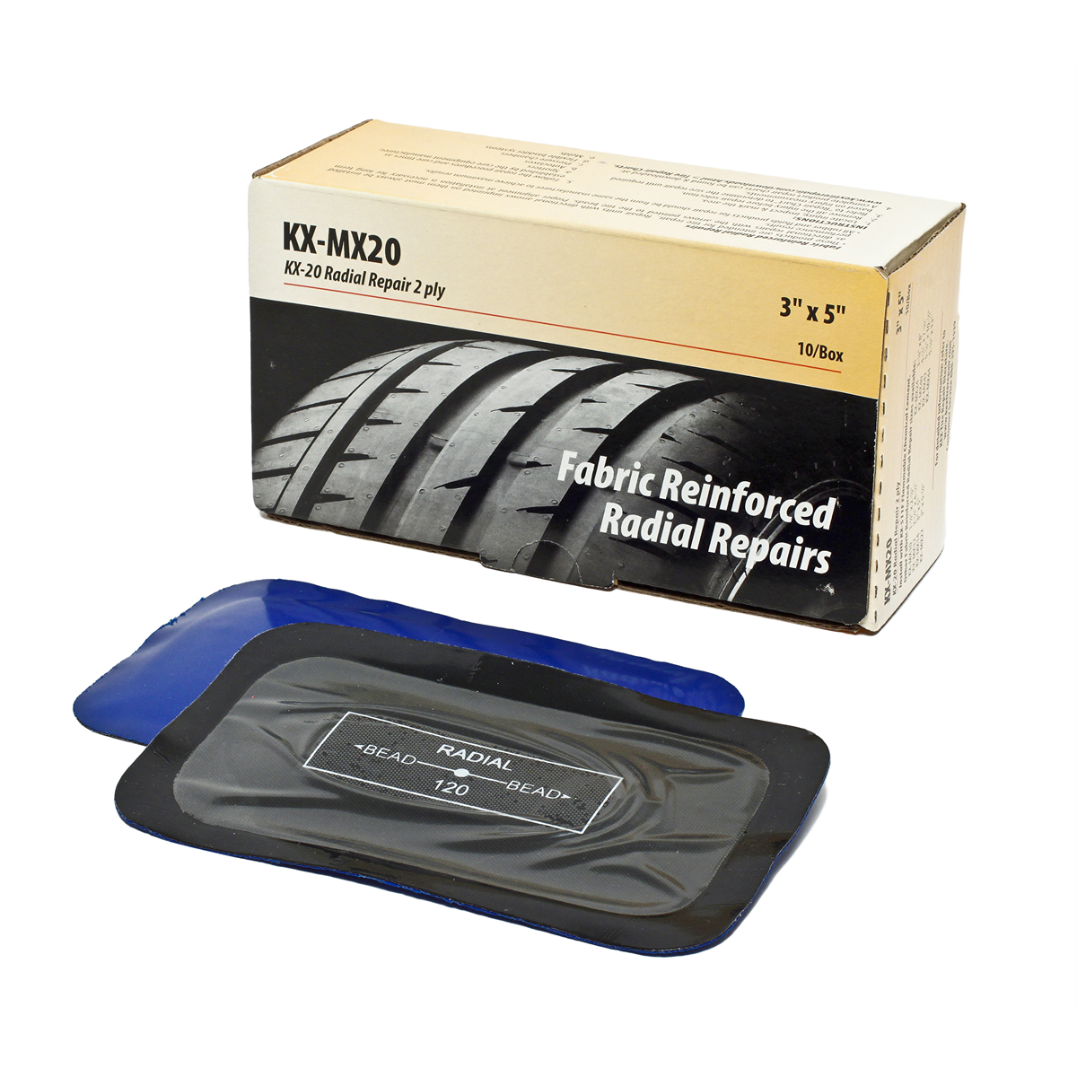 KEX Tire Repair COI MX Radial Repair Patch 3" x 5" (75mm x 125mm) 10 Count
