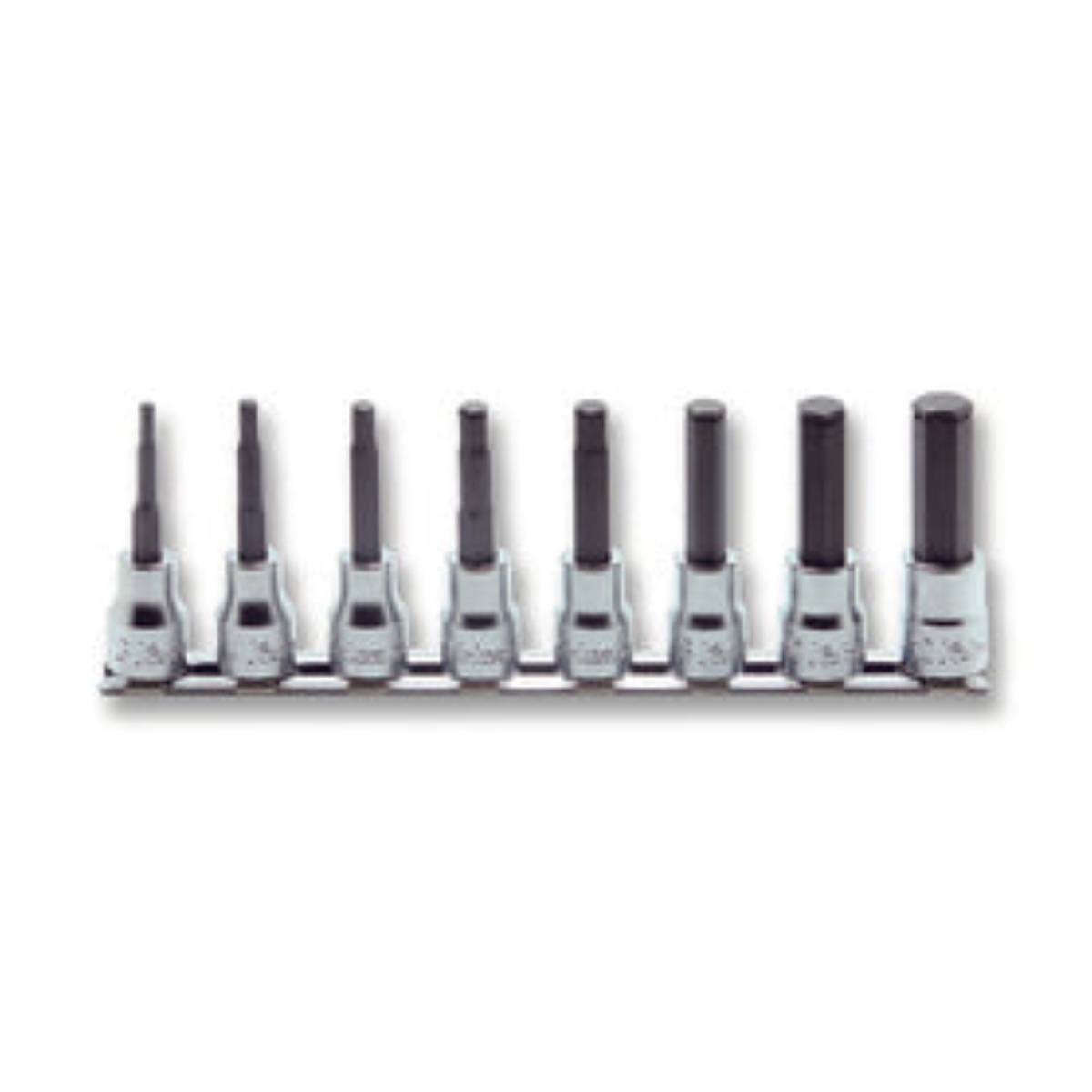 Ko-ken USA 3/8 Sq. Dr. Bit Grip Ring Hex Bit Socket Set,  3mm-12mm Hex - 8 pieces
