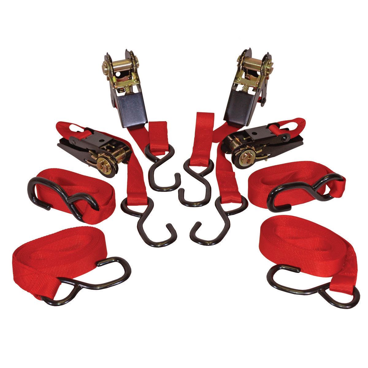 K Tool International Tie Down Ratcheting 4 Pack 1 Inch by 15 Feet