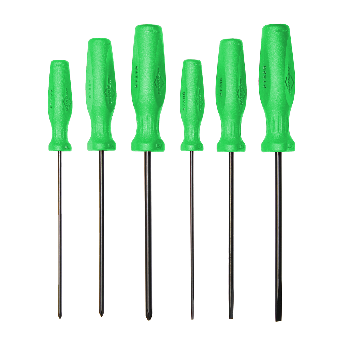 Mayhew Hi Vis Green Mayhew 6 PC Long Slotted & Phillips Screwdriver Set