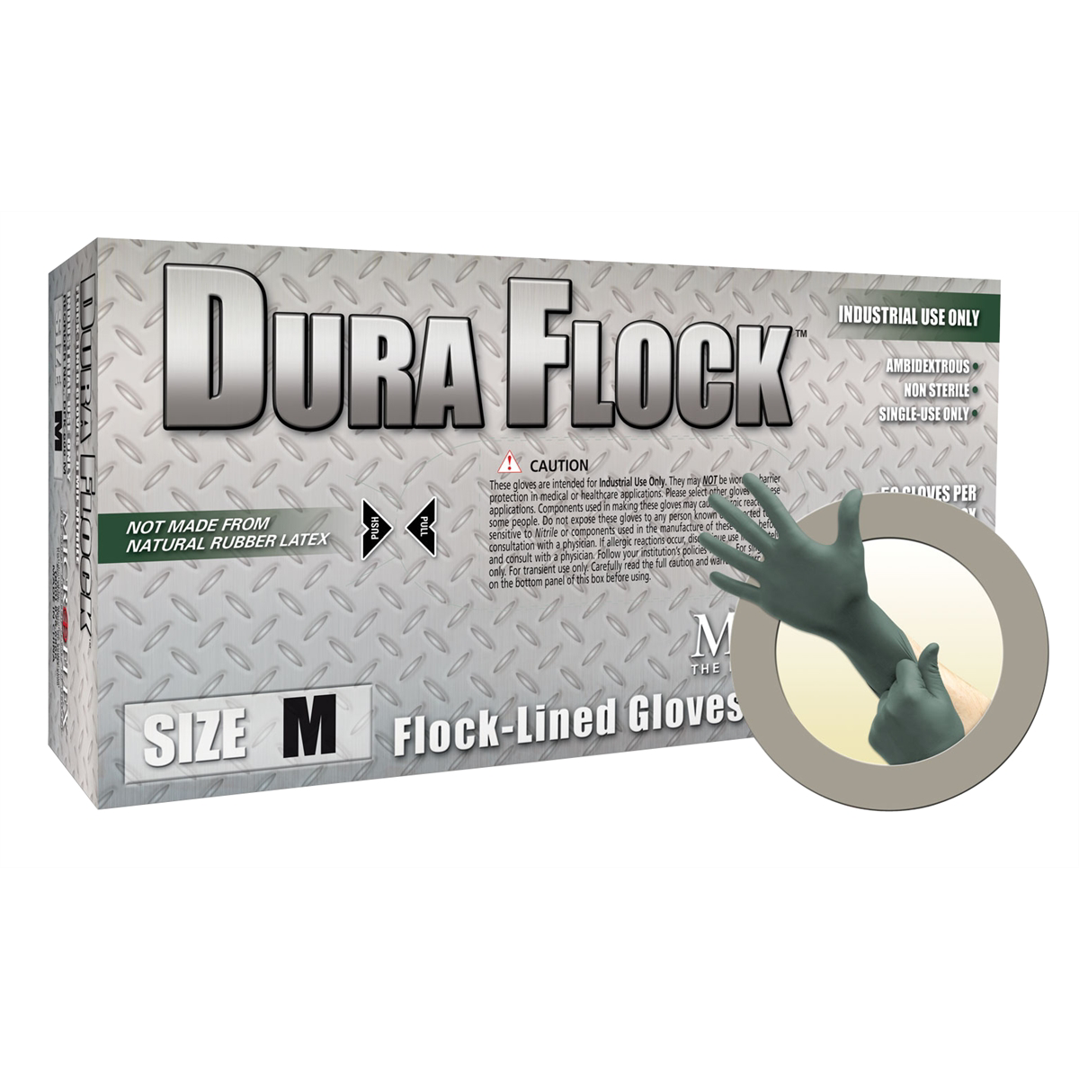 Microflex DURA FLOCK 8 MIL FLOCK-LINED GREEN NITRILE GLOVE EXTRA LARGE